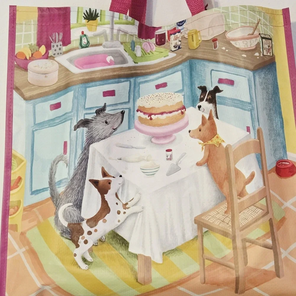 Dog Dogs Birthday Party Cake Table Kitchen Gift Bag Shopping Reusable TJMaxx